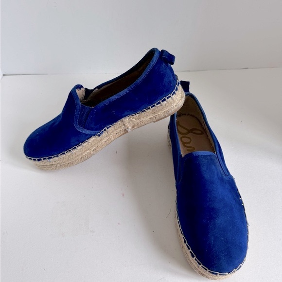 Sam Edelman Blue Carrin Suede Leather platform espadrilles. Size 6.5 - Picture 2 of 11